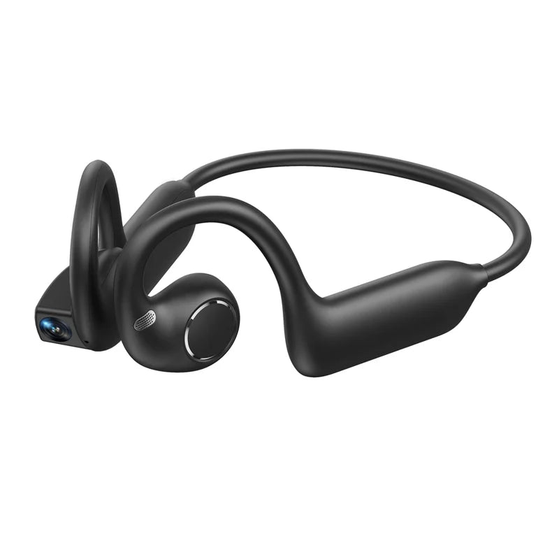 E12 AI Translator Earbuds with Camera - black side view